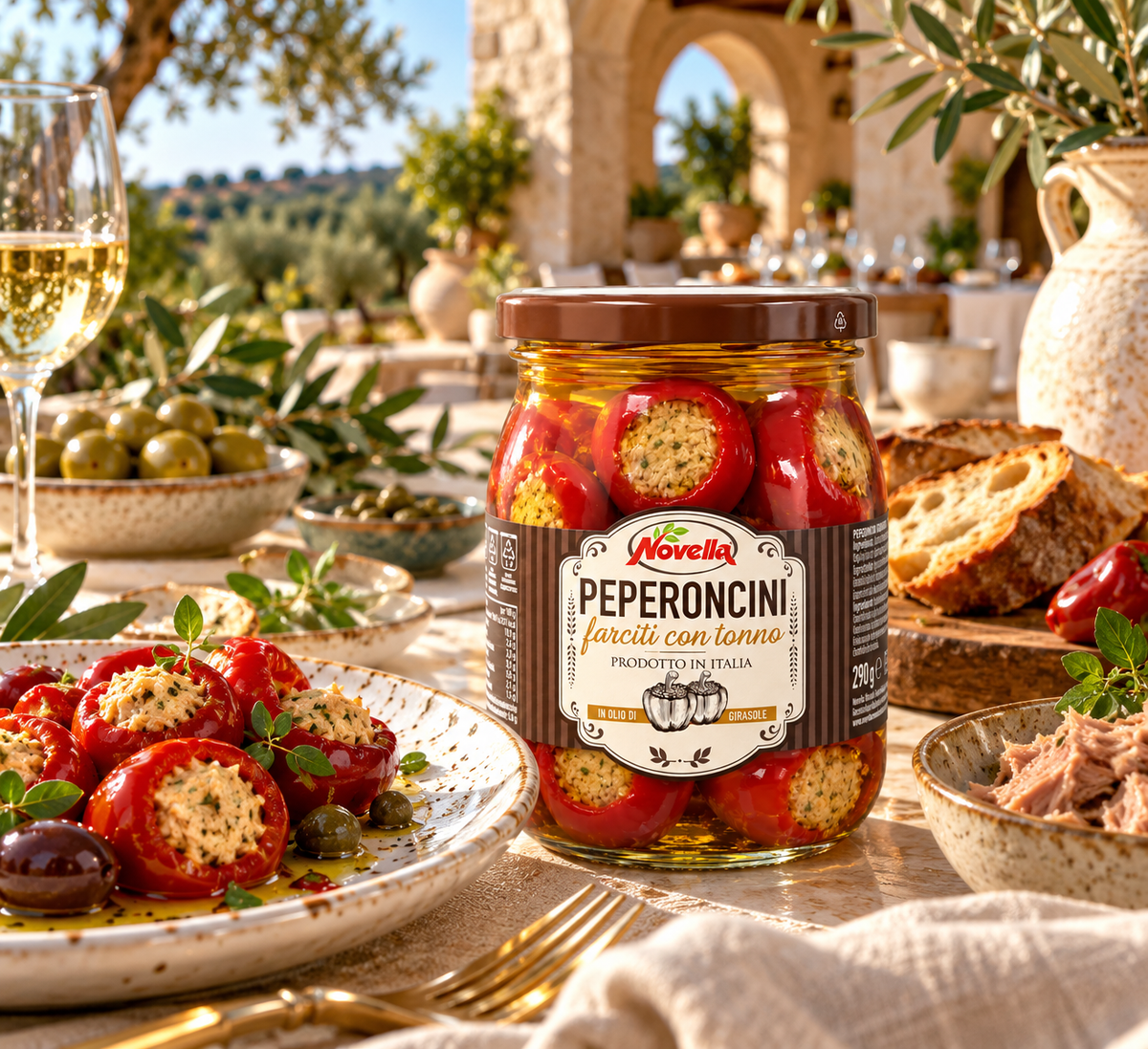 PEPERONCINI FARCITI CON TONNO in olio di girasole 520gr