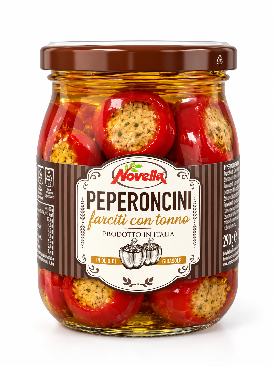 PEPERONCINI FARCITI CON TONNO in olio di girasole 520gr